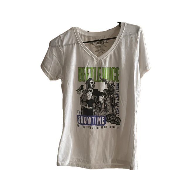 NEW Women's Beetlejuice Ghost with the Most Showtime T-Shirt White Sz xl - Picture 2 of 5